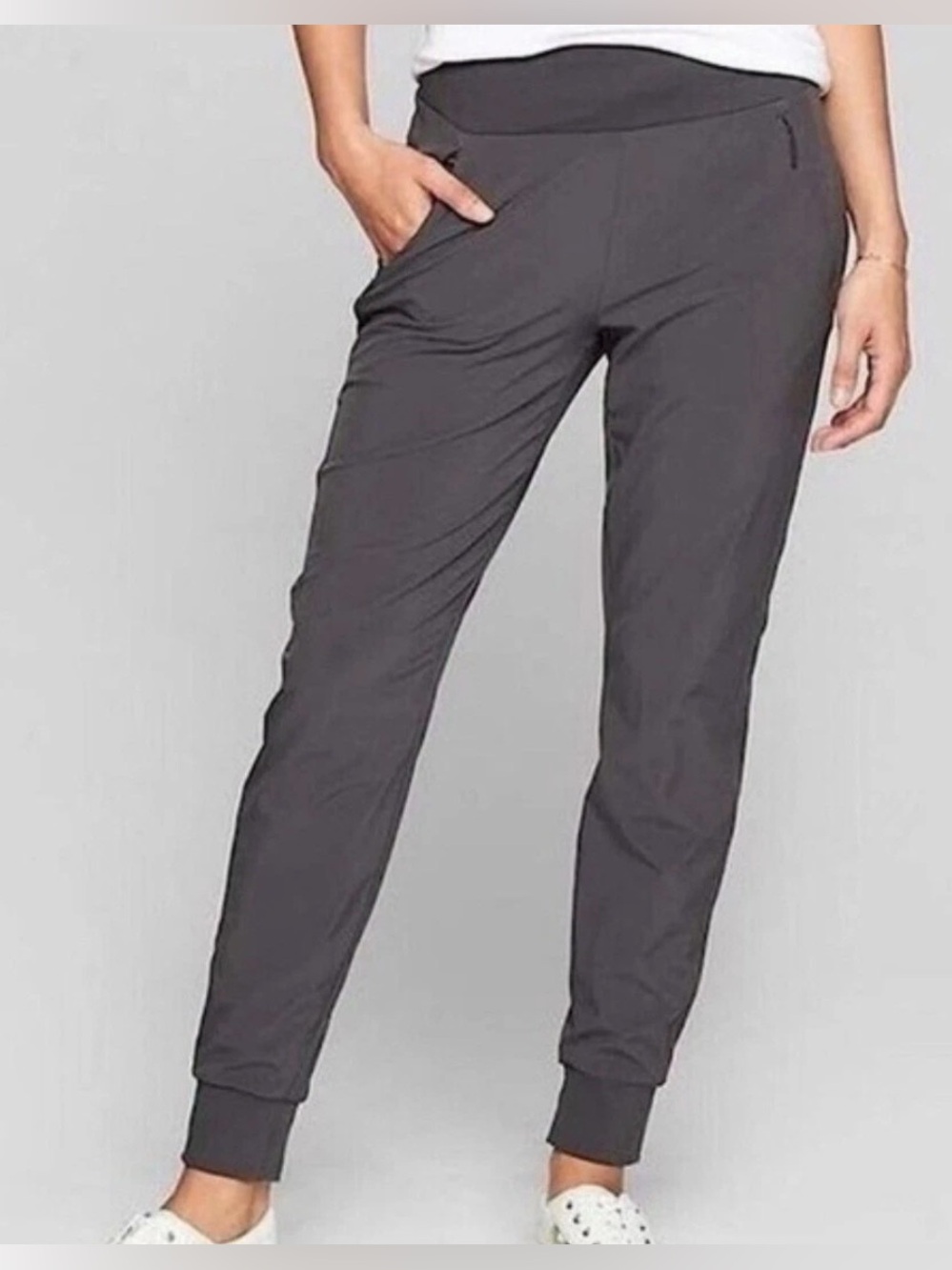 ATHLETA Women's Soho Jogger Pant LINED Size 8 Dark Gray Zipper Pockets 907899 - Picture 6 of 14